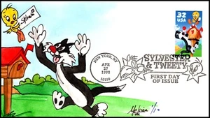 Scott 3204a 32 Cents Sylvester & Tweety Melissa Fox Hand Painted FDC 1 Of 10 - Picture 1 of 2