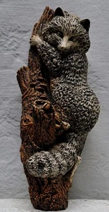 Realistic Raccoon In Tree Indoor Outdoor Resin Wall Sculpture - Picture 1 of 6