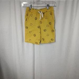 Old Navy Drawstring Pull On Fleece Shorts Vintage Print Yellow Boys Size 8 - Picture 1 of 12
