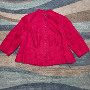 Vintage 80s Lauren RALPH LAUREN Size 18W Linen Single Breast Button Blazer Red - Picture 1 of 8