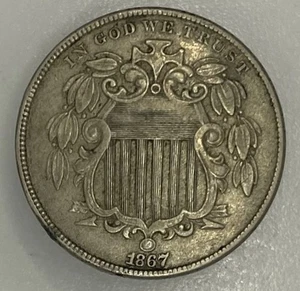 1867 SHIELD NICKEL - without RAYS - Picture 1 of 2
