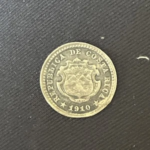 1910 Costa Rica Silver 5 Centimos XF Details (Slightly Bent Damaged) - Picture 1 of 2