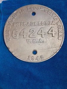 ALUMINUM Baldwin Steam Locomotive Builders Plate 1942 Vintage Original Railroad - Picture 1 of 6