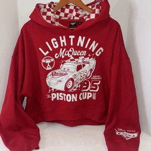 Disney Pixar Cars Lighting McQueen roter Cropped Hoodie Größe Medium neu ohne Etikett - Bild 1 von 11