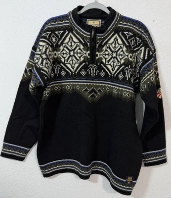 DALE of NORWAY Pure Wool Sweater US Ski Team  1/4 Zip Men’s Size L Black Green - Image 1 of 4