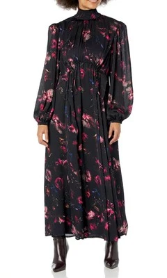The Drop Women's Black Floral Print Mock-Neck Maxi Dress @karenbritchickLarge  - Image 1 of 4