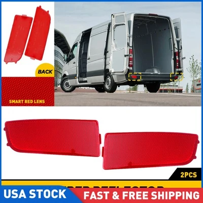 Juego de 2 reflectores de parachoques trasero lentes rojos para Mercedes Benz Sprinter 3500 2010-2018 Foto 1 de 4