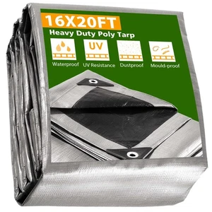 10 Mil Poly Tarp Heavy Duty Camping Tent Cover with Eyelets Weather Proof 16x20 - Picture 1 of 9