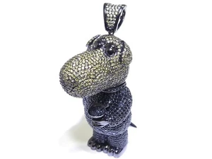 Colgante negro de plata .925 corte redondo amarillo y negro circonita cúbica perro 78,6 g - Imagen 1 de 9