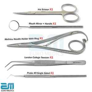 DENTAL EXAMINATION SET DENTIST SPREADER MIRROR PERIODONTAL MATHIEU Needle Hodler - Picture 1 of 7