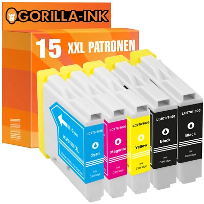 15x Patronen XXL für Brother DCP-135C DCP-150C DCP-153C DCP-157C LC-970 - Bild 1 von 2