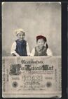 Ansichtskarte Kinder mit großer Tausend-Mark-Banknote 1906 