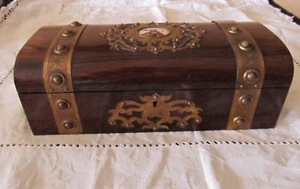 Kartenspielbox Schachtel Holz lackiert Karten Jetons Ende 19. Jahrhundert - Bild 1 von 20