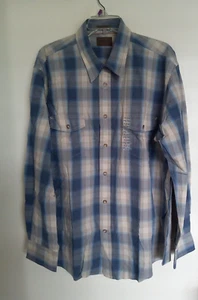 Camisa con botones St Johns Bay para hombre azul beige XL cambray NUEVA - Imagen 1 de 3