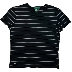 LAUREN RALPH LAUREN Shirt Kid's S/S Embroidered Striped Pullover Tee Blue L - Picture 1 of 10