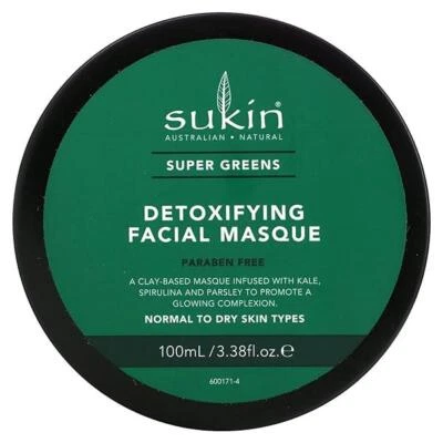Sukin Super Greens Detoxifying Facial Masque Normal to Dry Skin 100ml - Image 1 of 4
