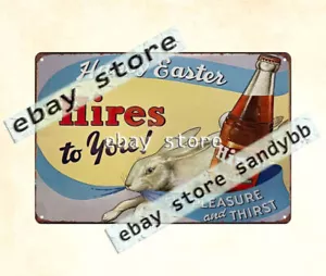 soda fountains Root Beer happy easter bunny tin sign wall art decor living room - Picture 1 of 4