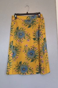 Madewell Silk Side Button Midi Skirt in Yellow Painted Blooms 0 - Picture 1 of 4