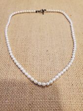 16" GENUINE WHITE FRESHWATER PEARL NECKLACE, STERLING TOGGLE CLASP