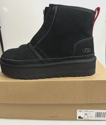 UGG Women's US 8 Neumel Zip Platform Booties Suede Black ~ NEW In Box - Image 1 of 4