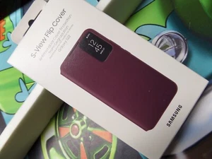 SAMSUNG GALAXY S22 S-VIEW FLIP COVER SMART CLEAR VIEW CASE - RED - Zdjęcie 1 z 1