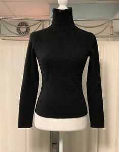Theory Cashmere Turtleneck Long Sleeve Sweater Pullover Black P/TP
