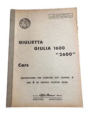 Alfa Romeo 2600 1954-1968 OEM taller de motores manual de reparación mantenimiento DYI Foto 1 de 4
