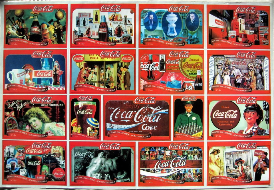 COCA COLA COLLAGE v.2:CLASSIC COKE ADVERTISEMENTS THROUGH THE YEARS,SODA POP ADS - Image 1 of 1