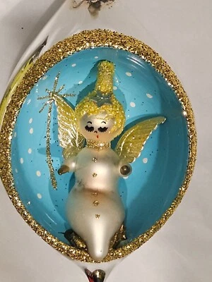 De Carlini Vintage Italian Blown Glass Christmas Ornament - Rare Angel Teardrop - Image 1 of 4