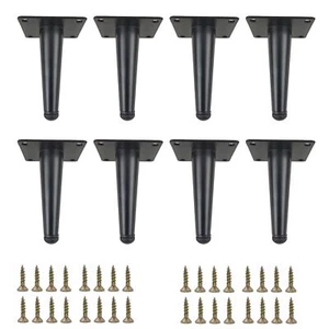8pcs 4 6/8 inch 12cm Matte Black Metal Furniture Legs Adjustable Straight Met... - Picture 1 of 9