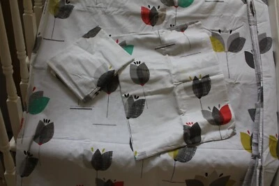 Next Doble Funda Edredón y 2 P/Estuches Rojo Tulipán Verde Amarillo Excelente 85735 Foto 1 de 4