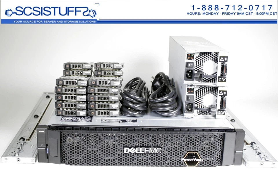 Dell PowerVault ME5024 DAS 25Gb iSCSI array 24x 3.84TB SAS SSDs rails - Image 1 of 4