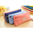 Girls Cute Floral Flowers Fabric Pencil Case Stationery Cosmetics Make Up Bag