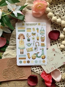 Cute Dailycore Girl Sticker Sheet Aesthetic Kawaii Planner Laptop Vinyl Decal - Picture 1 of 17