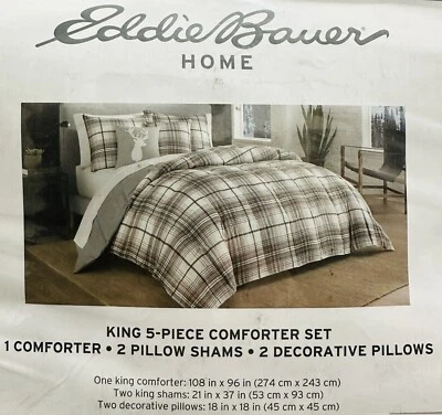 New Eddie Bauer Port Gamble Comforter Set, Blue, 5 Piece, King - Image 1 of 4