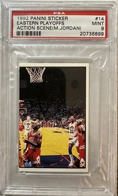 Pegatinas Panini 1992 PSA 9 #14 1992 NBA Eastern Playoffs con Michael Jordan Foto 1 de 2