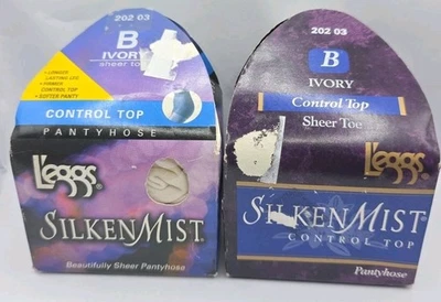 Juego de 2 Pantimedias L'eggs SilkenMist Talla B Control Hermosamente Transparente Marfil Foto 1 de 4