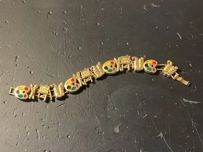 Bracciale Vintage Sliding Charms Smaltato In Ottone - Tavolozza Artista - Immagine 1 di 2