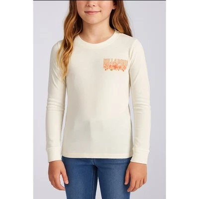 Billabong T Shirt Girls Size 8 Small White Rise Up Long Sleeve Logo MSRP $27.95 - Image 1 of 4