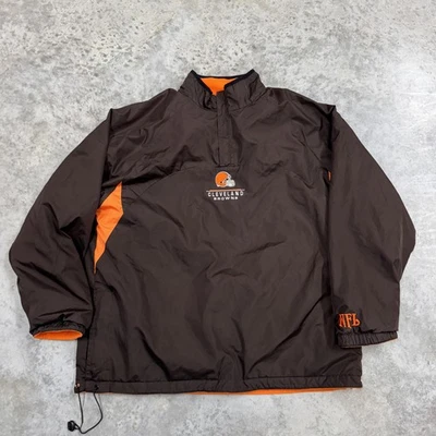 Cleveland Browns Chaqueta Para Hombres Grande Marrón Naranja NFL Fútbol Reversible Pullover Foto 1 de 4