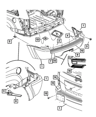 Almohadilla de paso de fascia trasera Mopar genuina 5159080AA Foto 1 de 4