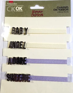 Baby Angel Adore Sweetie Moveable Charms On Ribbons Embellishments RARE - Picture 1 of 2