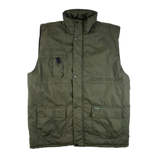 Vintage Champion Puffer Gilet Utility Vest Khaki Green XXL - Picture 1 of 4