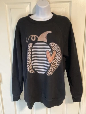 Sudadera de calabaza leopardo y rayas blanco y negro - talla grande Foto 1 de 4