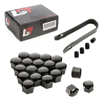 Juego de 20 tapas hexagonales de tornillo de rueda 17 mm negro para PORSCHE Foto 1 de 4