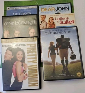 A lot of 6 Dvd's pretty woman blindside letters Juliet dear John notebook & Bole - Picture 1 of 8