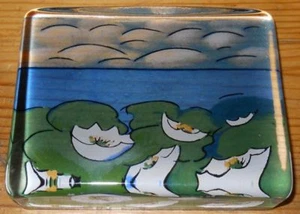 Iittala Summer Lake Water Lily Nymphaea Alba Flowers Finland Glass Card Heljä  - Picture 1 of 1