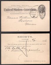 PROVIDENCE RI 1896 Duplex on Postal Card to Foxboro. Wholesale Grocers Shorts