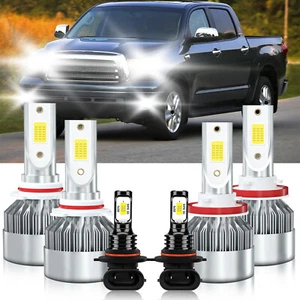 White LED Headlight Fog Light Bulbs 9005+H11+9145 For Toyota Tundra 2007-2013 - Picture 1 of 12