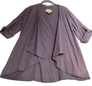 JAMES PERSE Cotton Layering Cardigan Draped Front Waterfall Hand Dyed Purple 1 S - Picture 1 of 12